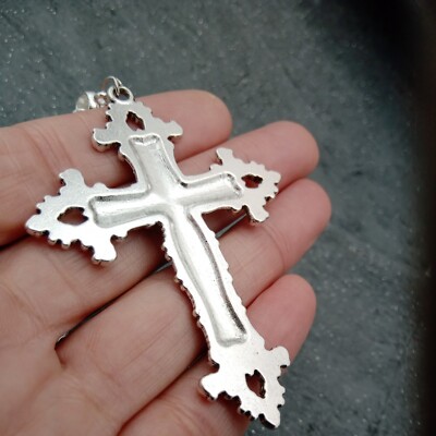 Collana Ornata Da Una Croce Decorata In Argento Massiccio - Foto 8