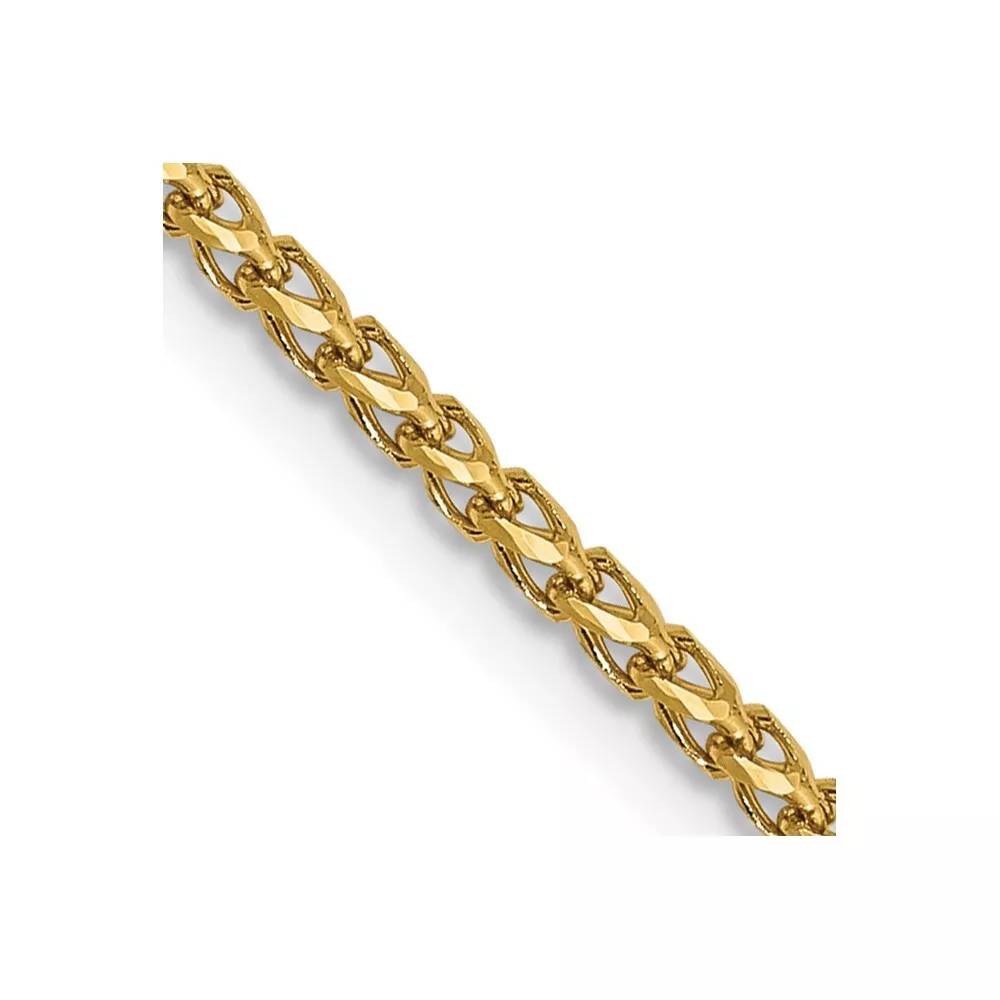 Real 14K Yellow Gold 1.4mm Diamond Cut Open Franco Chain 16 inch