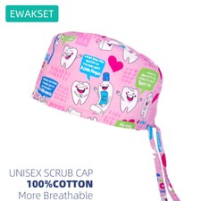 Unisex Dental Working cap teeth love Print Cotton dentistry operating Scrub Hats