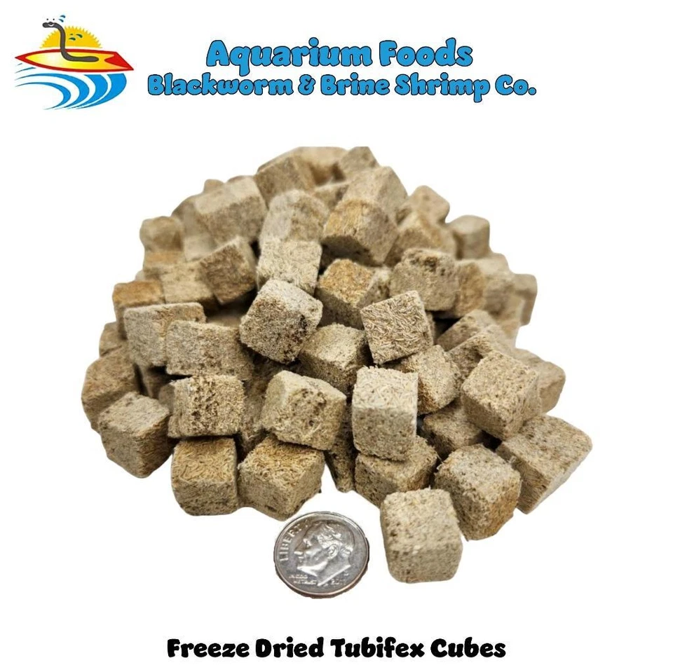 AQUATIC FOODS INC. TUBIFEX WORMS FREEZE DRIED CUBES - BEST AVAILABLE! FREE SHIPPING!