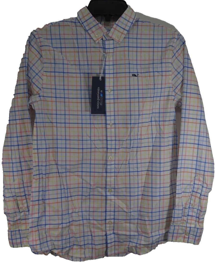 Vineyard Vines Kids White Gird OTG Performance Dress Button Up Shirt Size L (16)