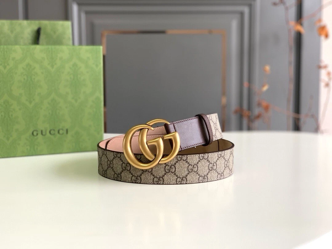 Gucci Classic Unisexe Marmont GG Gold 4.0 Boucle Ceinture Marron Motif Ceinture 90/36