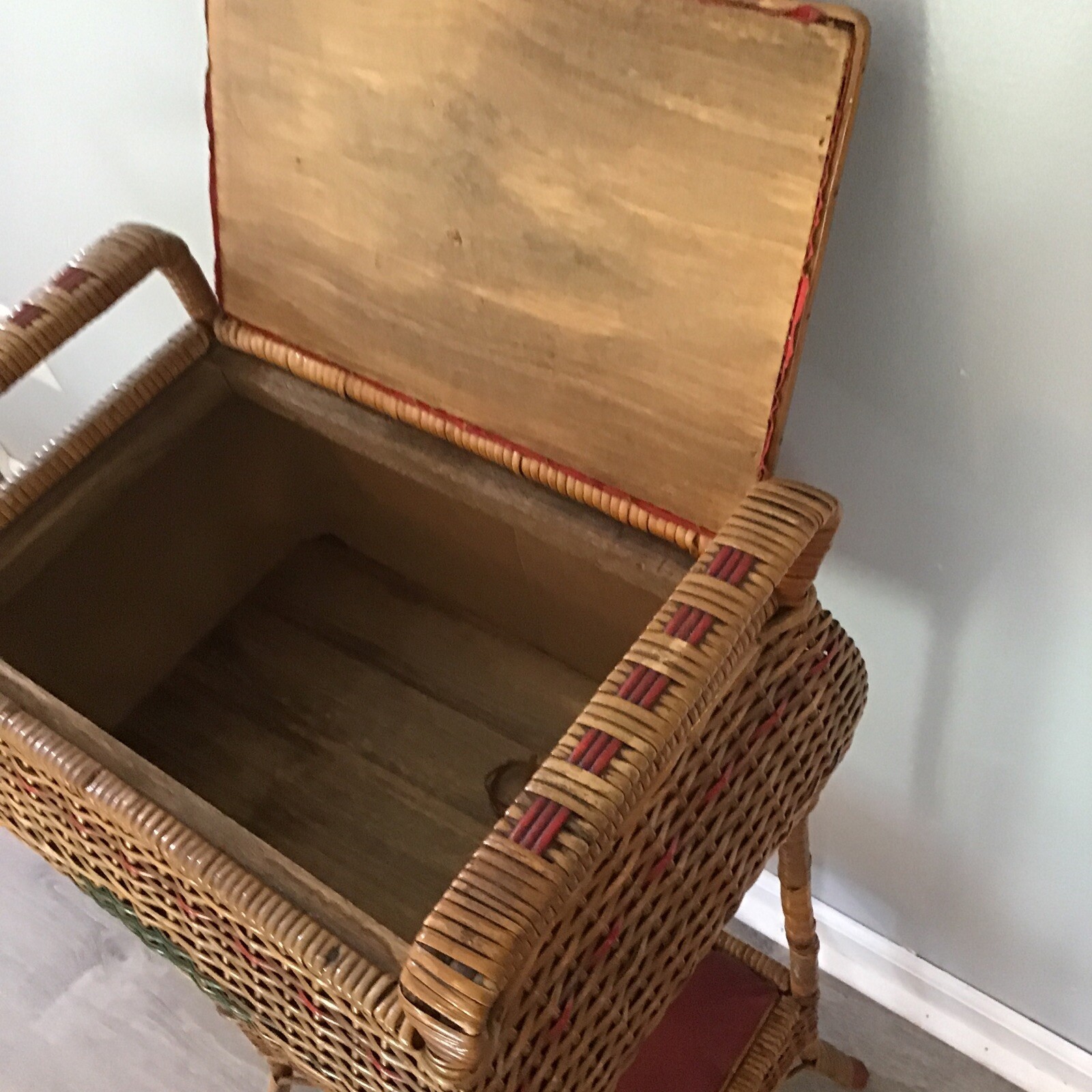 Vintage Wicker Rattan Sewing Basket Stand 1930’s eBay