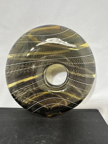 VTG Murano Hand Blow Glass Balloon Donut Sculpture Round Wall Hanging - Picture 3 of 7