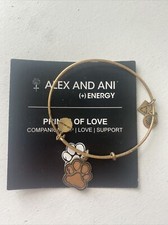 NEW NWT Alex and Ani Paw Prints of Love Gold Bracelet W/Card