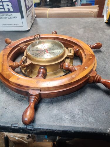Vintage Chadburns nautisches Bullauge Schiffsrad Wanduhr Holzmessing 18 1/2"" - Bild 2 von 18