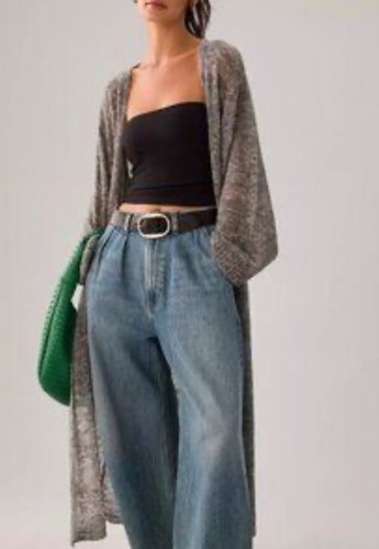 Anthropologie Long Light Weight Duster Open Cardigan Gray Women’s One Size NWT - Picture 2 of 10