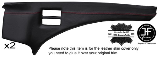 RED STITCH 2X CENTER CONSOLE SIDE PANEL LEATHER COVERS FITS FERRARI 400 400I