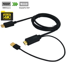HDMI In to Displayport DP Out Active Converter Cable 4K 30Hz 6FT PS4 Apple TV PC