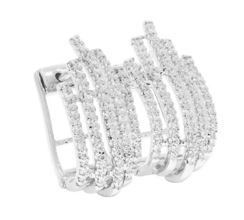 Boucles d'oreilles Designer Hoop Huggie VS1 F 1,00 ct broches diamant naturel or blanc - Photo 1/4