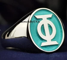 MENS Personalized Custom "OVAL SIGNET" Ring 925 Silver With Glowing Enameld