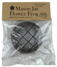 Mason Jar Flower Frog Crackle Black/Red Arrangements Pencils Colonial Tin Works