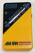 Vintage Soundesign Yellow Portable AM FM Radio Stereo Receiver Sport Model