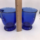 Cobalt Blue Glass Cups Mugs Pedestal Base 16oz 2 Vintage Anchor Hocking