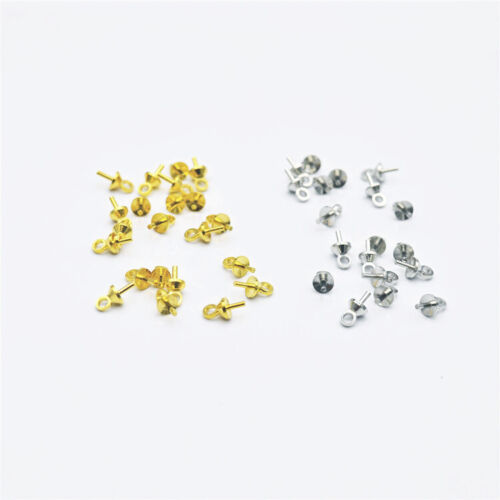 50PCS Gold Eye Pins Bead End Caps Pendant Bails Findings Connectors DIY Making - Afbeelding 1 van 12