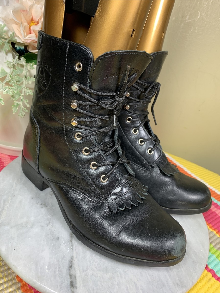 Ariat ATS Advance Torque Kiltie Boots Black Leather Womens 