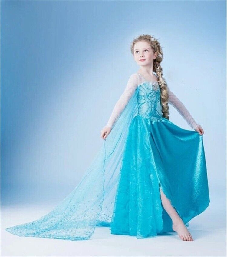 Sky Blue Girls Frozen Princess Elsa Anna Dress at Rs 400/piece in Meerut |  ID: 2849454529448