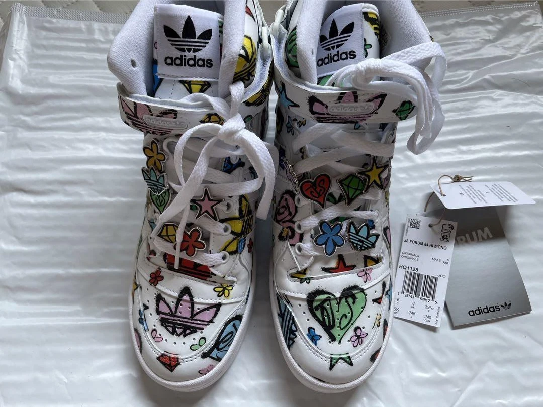 Adidas Forum 84 Hi Jeremy Scott Monogram Graffiti HQ1128 without box Us6.5