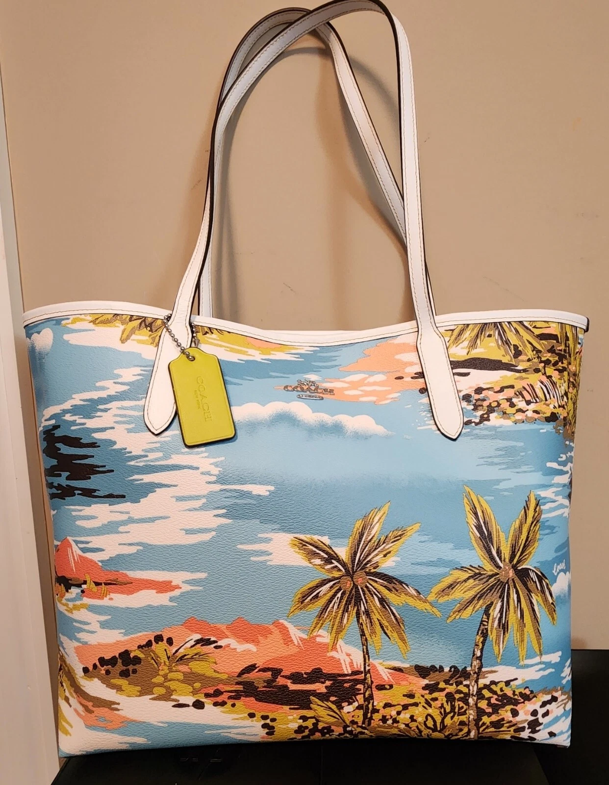 Borsa Borsa Coach City Firmata Tela Stampa Hawaiana Estate Grande Nuova con Etichette