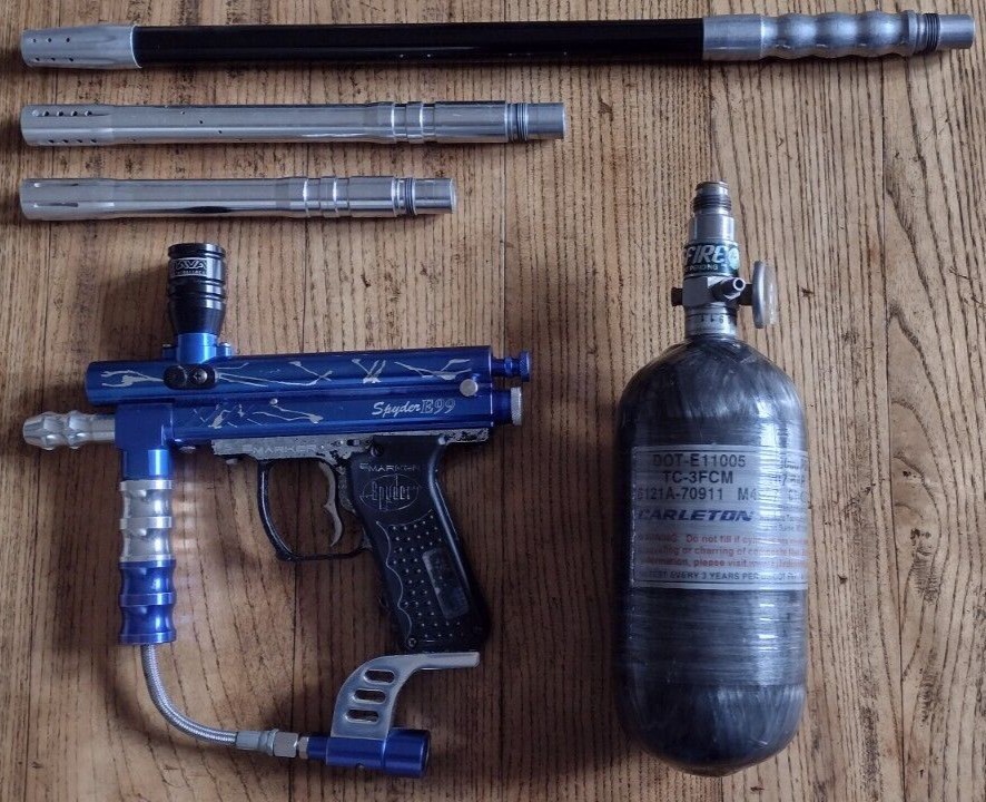 Spyder E99 Blue Electronic Paintball Gun Extra Burst Auto E Marker & Accessories eBay