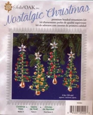 NIP!!SOLID OAK NOSTALGIC CRYSTAL CHRISTMAS TREES ORNAMENT KIT MAKES 4