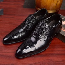 Spring British Pointed Toe Mens Lace Up Formal Dress Real Leather Shoes Business