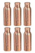 100% Pure Copper Hammered Water Bottle Leak Proof 950ml Pack of 6