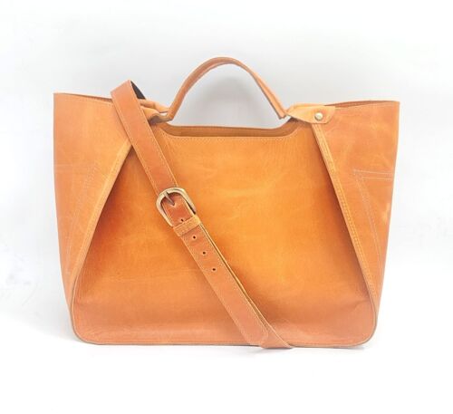 Schultertasche aus echtem Vollnarbenleder für Damen (hellbraun) - Bild 7 von 7