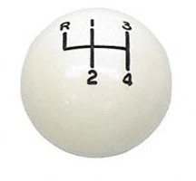 WHITE BALL 4 SPEED 3/8-16 SHIFT KNOB FOR HURST SHIFTERS, CAMARO, CORVETTE, GTO +