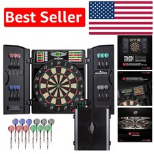 Contemporary Electronic Dartboard with Sisal Material  6 Darts - Black Finish