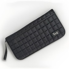 Cartera organizadora de viaje Lug Passport cremallera alrededor tela acolchada negra
