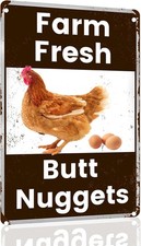 Vintage Tin Metal Signs Home D cor 8x12 Farm Fresh Butt Nuggets -Chicken Egg Sal