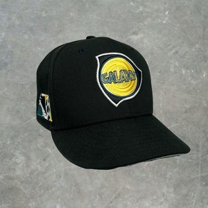 New Era LA Galxy 9Fifty MLS Soccer Snap Back Hat OSFA Black Retro Logo