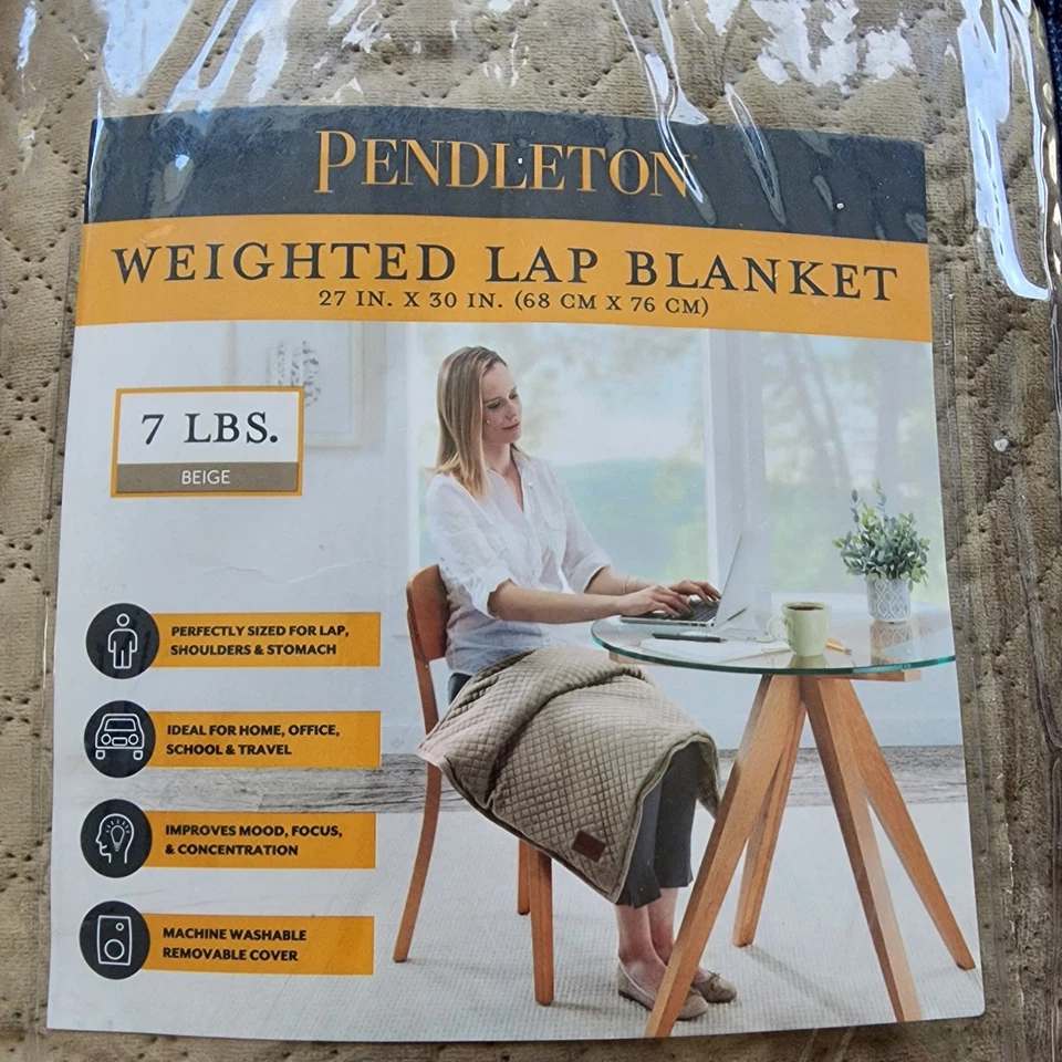 Pendleton 7 lb Velvet Weighted Lap Throw Blanket Beige 27 in x 30 in NEW - Image 4 of 4