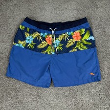 Tommy Bahama Swim Trunks Mens 2XL Blue Orange Hawaiian Floral Bathing Suit