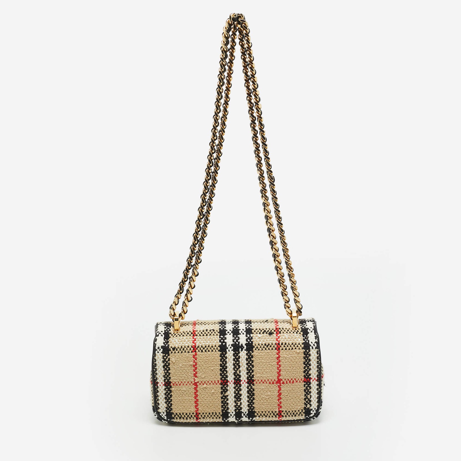 Burberry Mini Lola Chain BeigeBlack House Check Wool Crossbody Bag image 4
