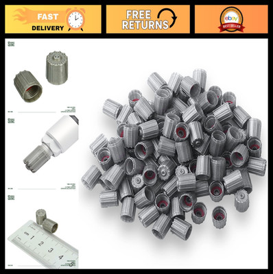 100 Pack Gray Plastic Tire Valve Stem Caps - TPMS Replacement for Cars & Trucks