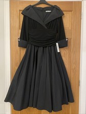 Eliza J Black Womens Evening Dress Cocktail Sleeves Full Skirt Size 12 BNWT