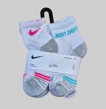 NIKE Girls Socks Ankle Cushioned School Kids Everyday 6 Pair Shoe 10C-3Y