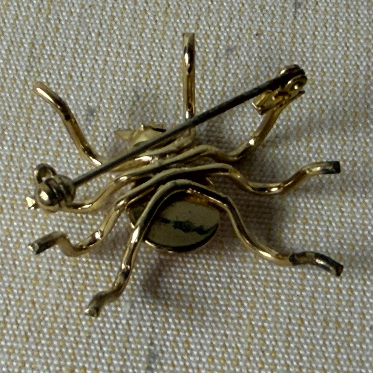 Spinnenbrosche mit Bernsteinkörper, 50/60er Jahre, kein Gold, L:~3,5cm