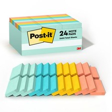 Post-it Notes, 1 3/8 in x 1 7/8 in, 24 Sticky...