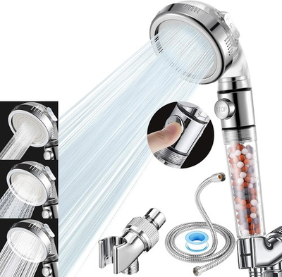 #ad High Pressure Shower Head with Filter Hose Bracket Water Purifier $26.79