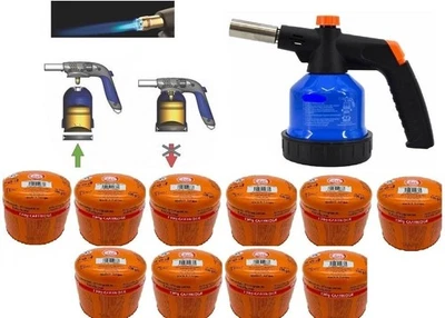 SMH LINE Lötlampe Lötbrenner Gasbrenner Bunsenbrenner Lötmeister Piezozündung + 190g Gas