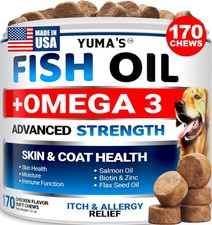 Omega 3 Fish Oil for Dogs - 170 Chews - Skin and Coat 170 Chews, 