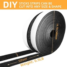 2 Rolls Hook and Loop Tape 30FT Strong Self Adhesive Heavy Duty Sticky Back Fast
