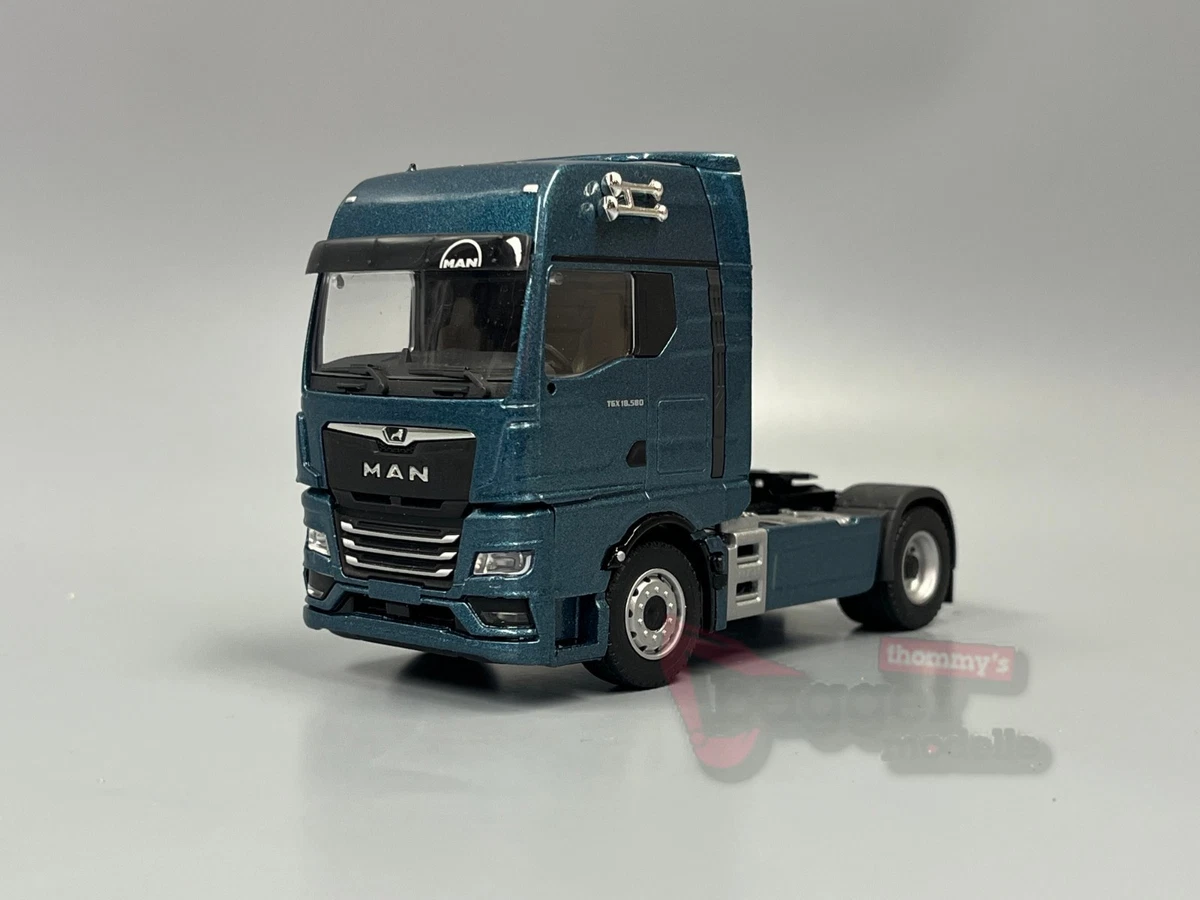 ZC1319 CONRAD 6036 1/50 1:50 Camion plateau Man L2000 bleu gris métallisé