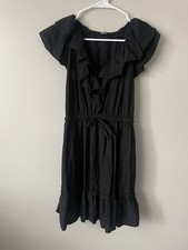 Old Navy Women's Black Solid Square Neck Ruffle Flutter Sleeve Dress XS