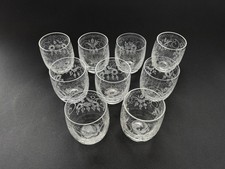 Theresienthal 8x Wassergläser/kleine Gläser Bernadotte Vogelmotiv Radgravur