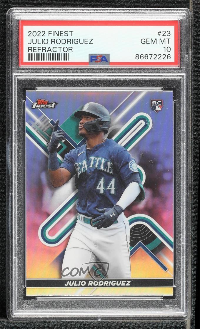 2022 Topps Finest Refractor Julio Rodriguez #23 PSA 10 GEM MT Rookie RC 1v1
