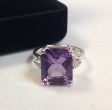 Natürlich Amethyst Und Weiß Topas Edelstein Verlobungsring 925 Silberring b740